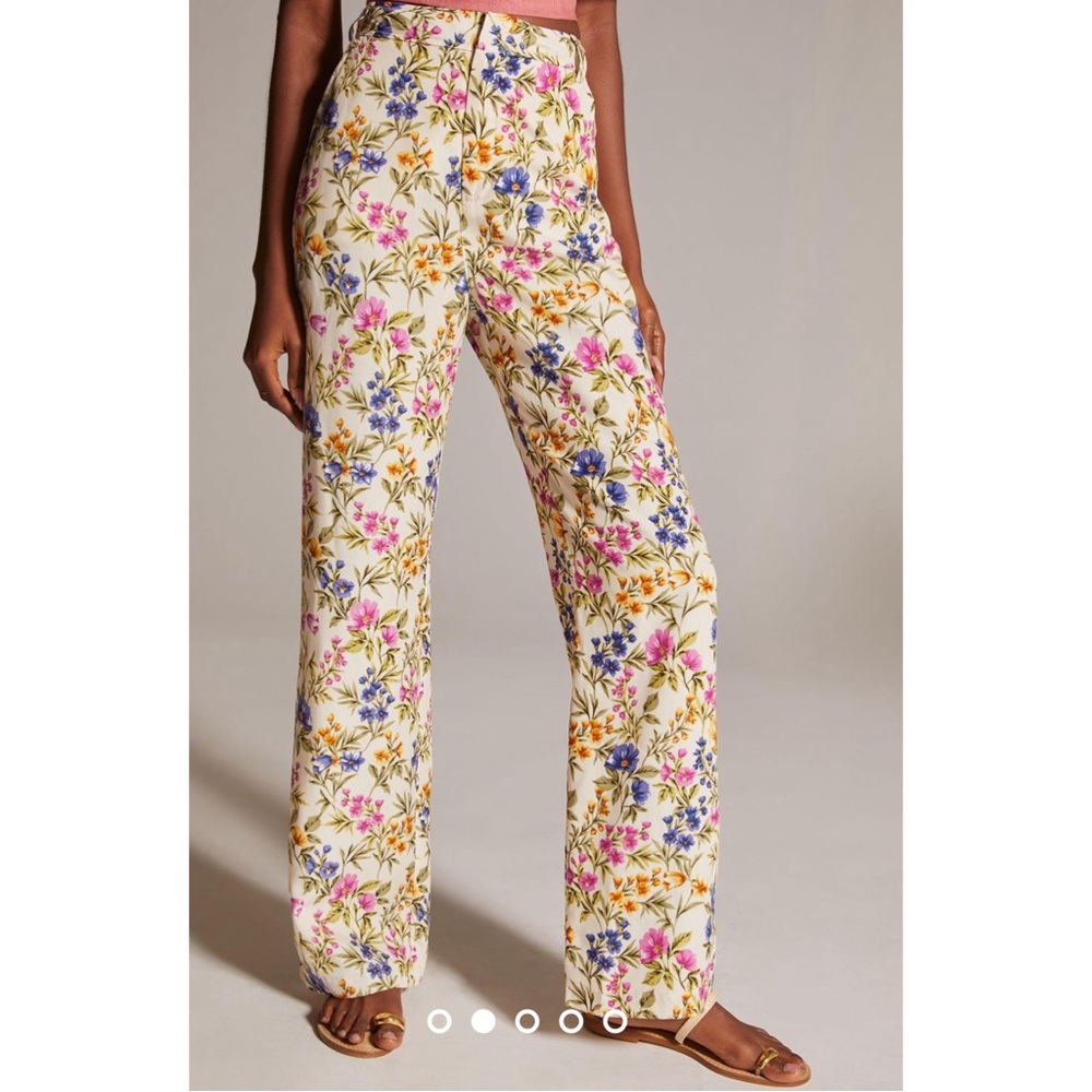 En Saison Valeria Trouser Floral Anthropologie Tencel Linen Blend Women’s Medium
